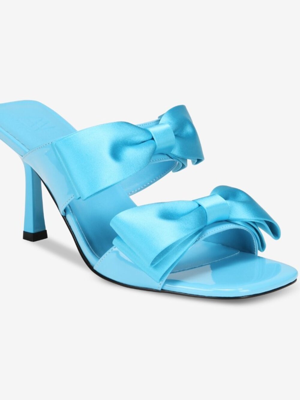Aminah Jillil Grace Bow Sandals Heels - Turquoise Blue Retail $175